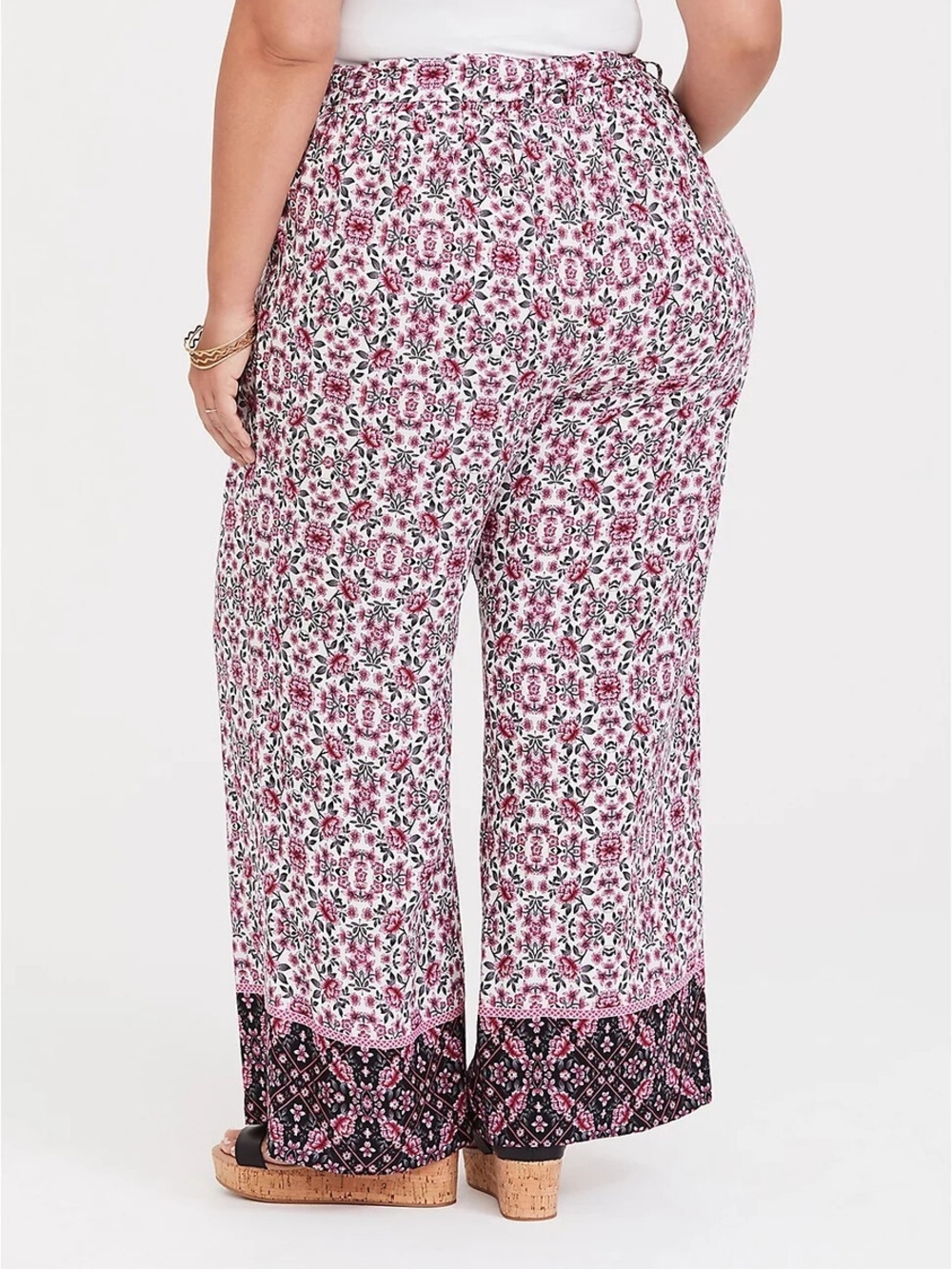 Torrid Size 2 Floral Wide Leg Palazzo Pants Elastic Waist Pockets Boho.